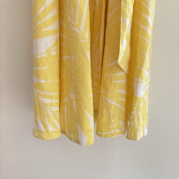 Hobbs London Floral Summer Linen Tea Dress Women's US Sz 6 Belted Yellow White - Picture 5 of 16